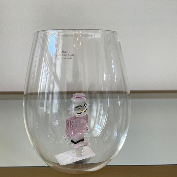 Pink Nutcracker Stemless Wine Glass Christmas Holiday Barware NEW - Picture 7 of 10